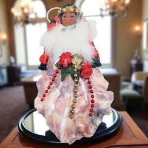 Vintage Native American Indigenous Oyster Shell Angel Ornament Iridescent